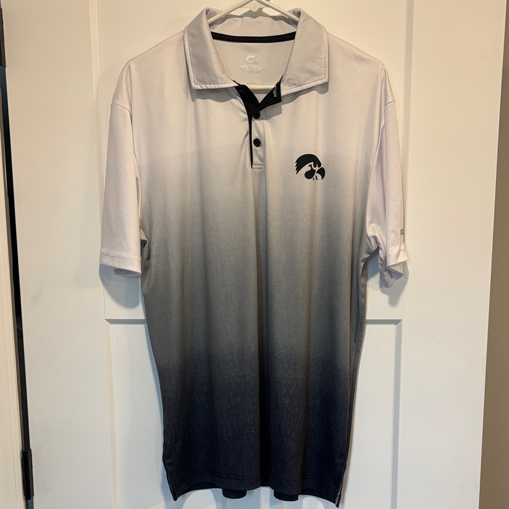 Men's White & Black Colosseum Iowa Hawkeyes Polo Shirt size L
